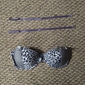 Bra with Removable Straps, 34D, Grey Leopard Print
